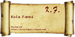 Kola Fanni névjegykártya